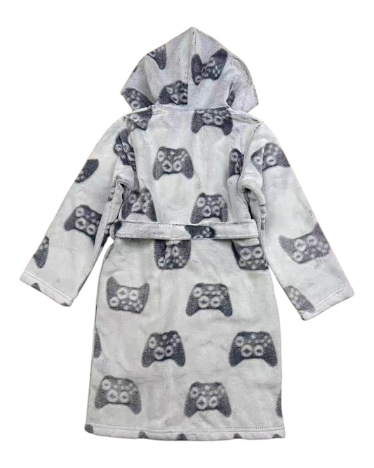 Boys' Fluffy Patterned Bath Robe