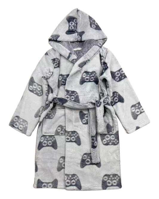 Boys' Fluffy Patterned Bath Robe