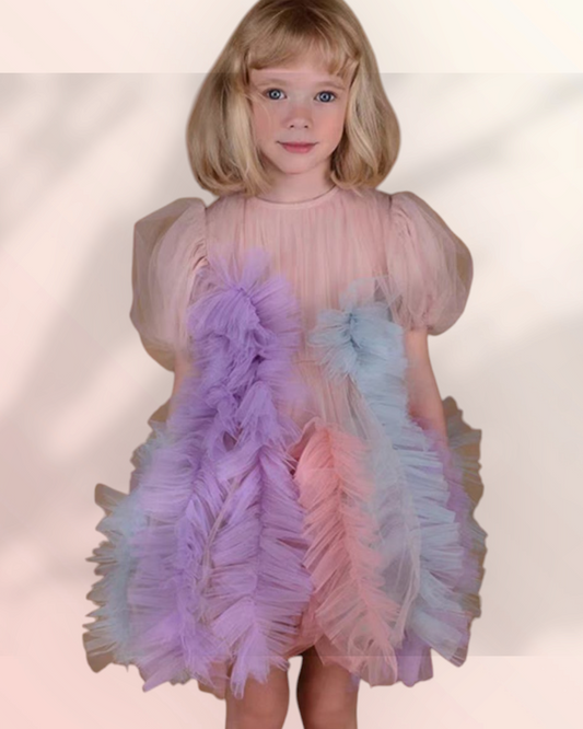 Puffed Tulle Dress with Ruffles