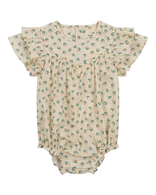 Ruffled Toddler Romper with Flower Pattern