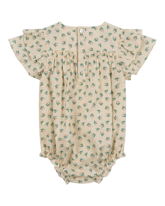 Ruffled Toddler Romper with Flower Pattern
