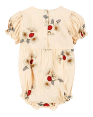 Cream Toddler Romper with Ladybird and Flower Pattern