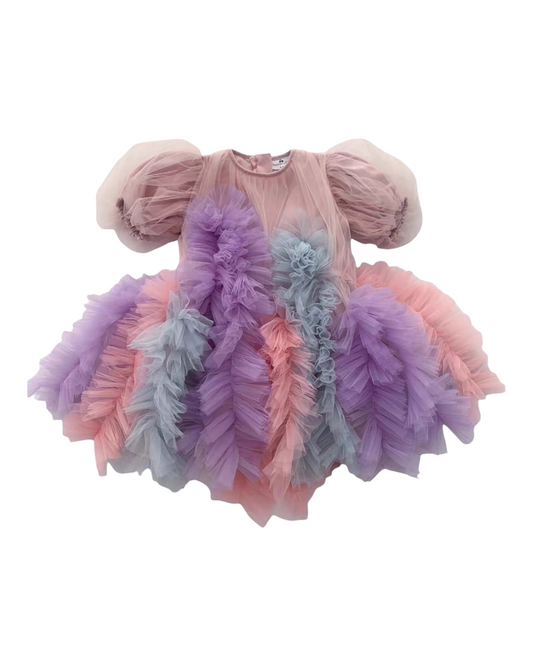 Puffed Tulle Dress with Ruffles