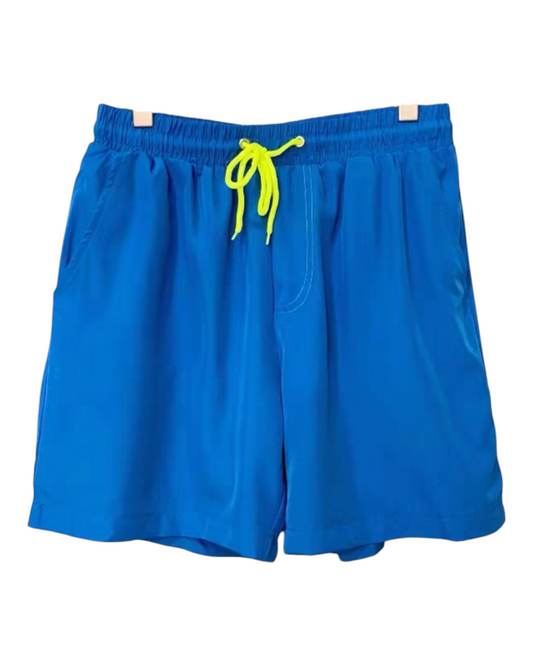 Mens Blue Swim Shorts with Pockets