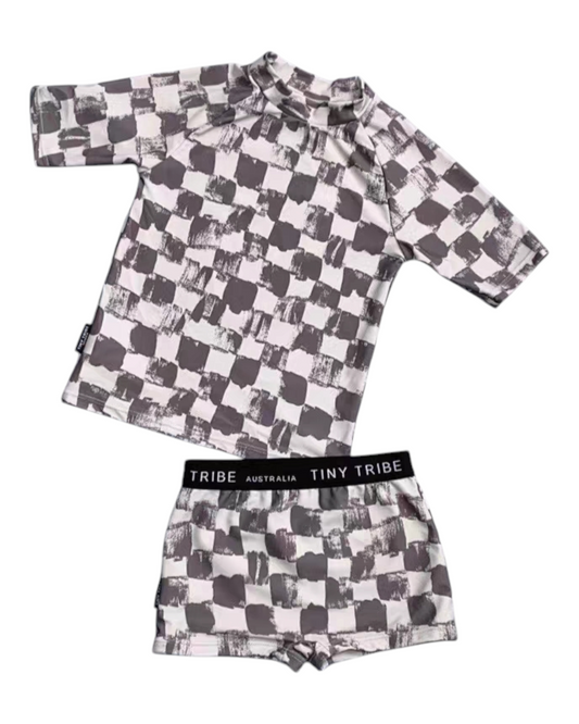 Checkered Swim Top and Shorts Set