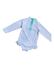 Mermaid Scale Patterned Long-Sleeved Swim Suit Set