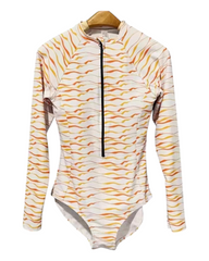 One-Piece Long-Sleeved Patterned Swimsuit