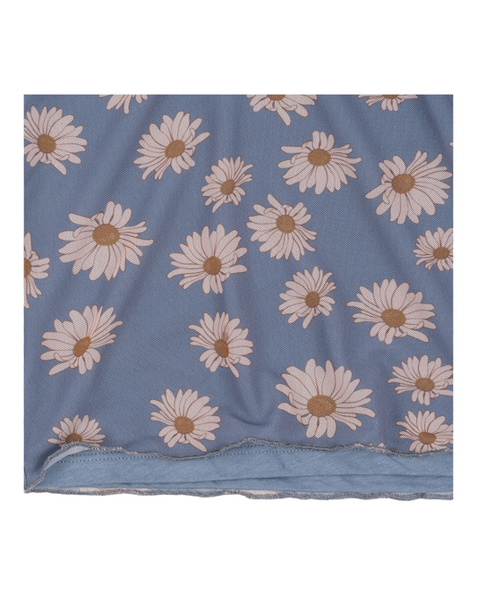 Blue Mesh Dress with Daisy Pattern