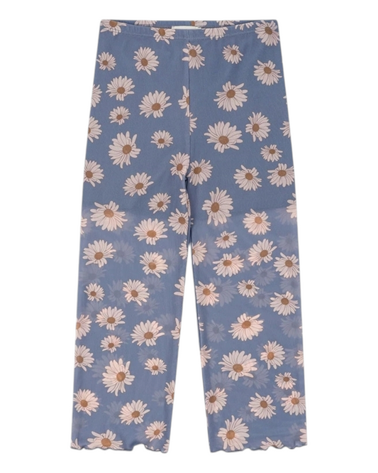 Blue Mesh Pants with Daisy Pattern