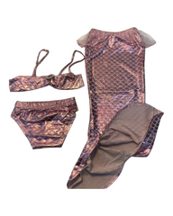 Three-Piece Mermaid Swimwear with Scale Pattern