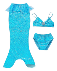 Three-Piece Mermaid Swimwear with Scale Pattern