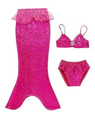 Three-Piece Mermaid Swimwear with Scale Pattern