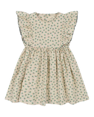 White sleeve-less dress with mini floral patterns