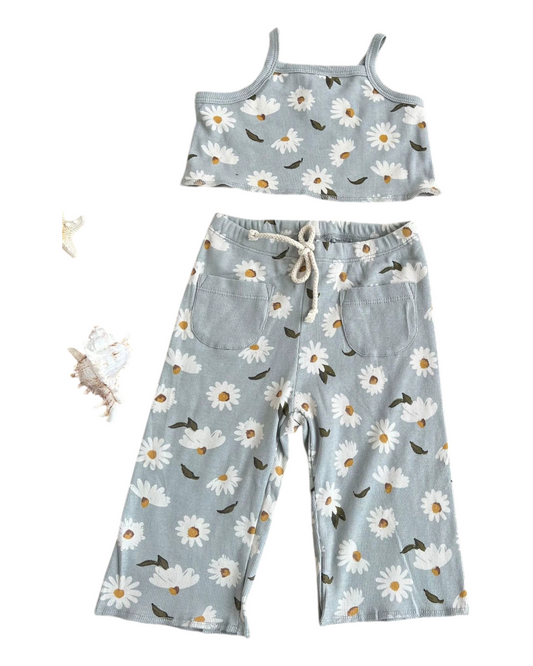 Two-Piece Blue Floral Outfit Set