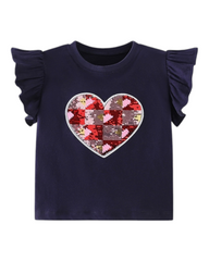 Navy Blue Ruffled Sleeve Top