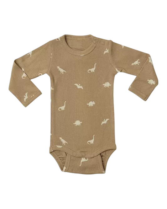 Long-Sleeved Patterned Baby Onesie