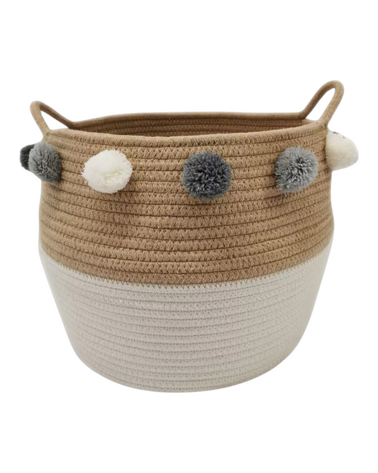 Storage Basket with Pom-Poms