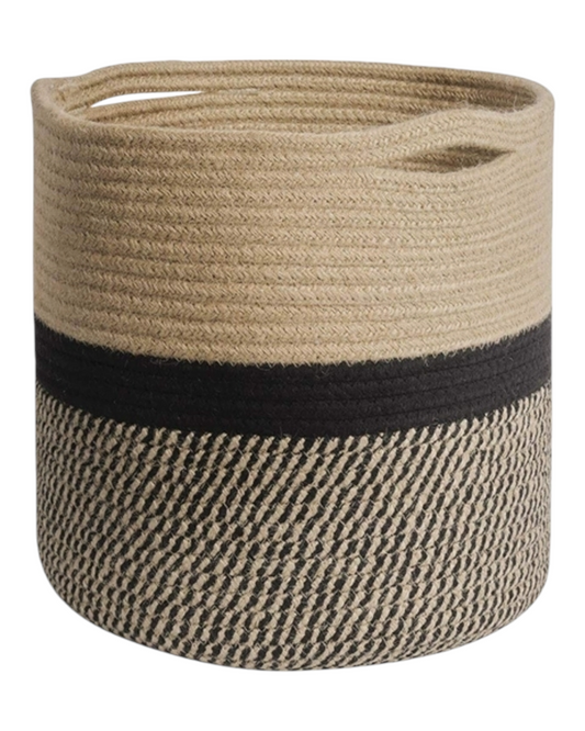 Storage basket with fabric rim