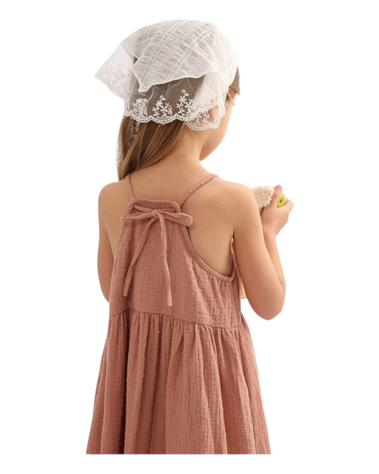 Mid-Length Textured Dress with Bow