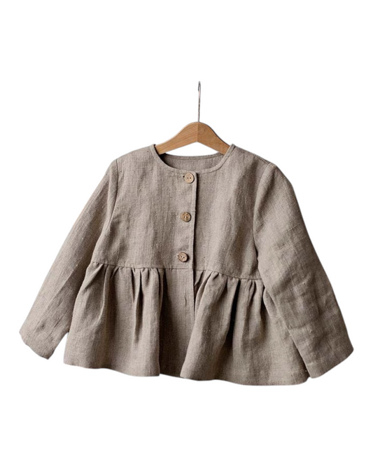 Long-Sleeved Loose-Fitting Button-Up Jacket