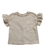 Linen T-Shirt with Ruffled Sleeves