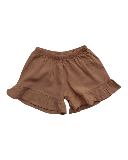 Linen Shorts with Ruffled Base Trim