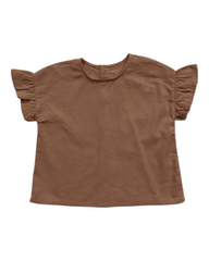 Linen T-Shirt with Ruffled Sleeves
