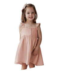 Sleeveless Knee-Length Pink Cotton Dress