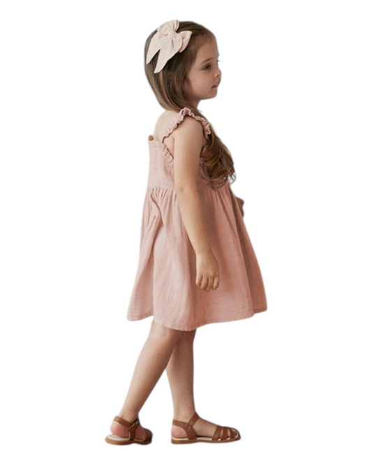 Sleeveless Knee-Length Pink Cotton Dress