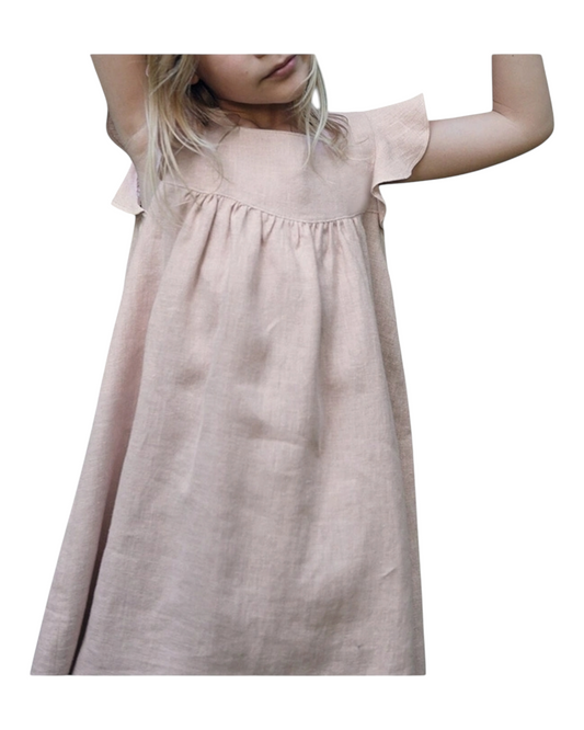 Flutter-Sleeve Summer Linen Dress