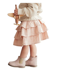 Pink Ruffled Layered Cotton Skirt