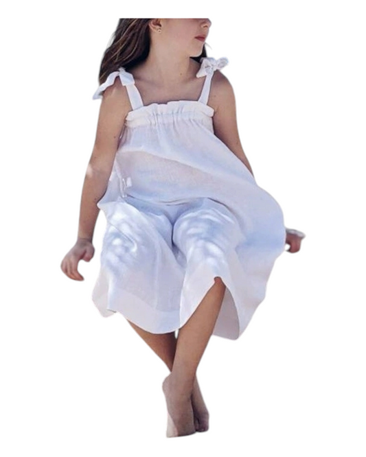 Linen Dress with Tied Sleeves