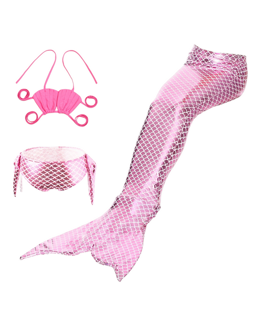 Three-Piece Pink Mermaid Swimwear