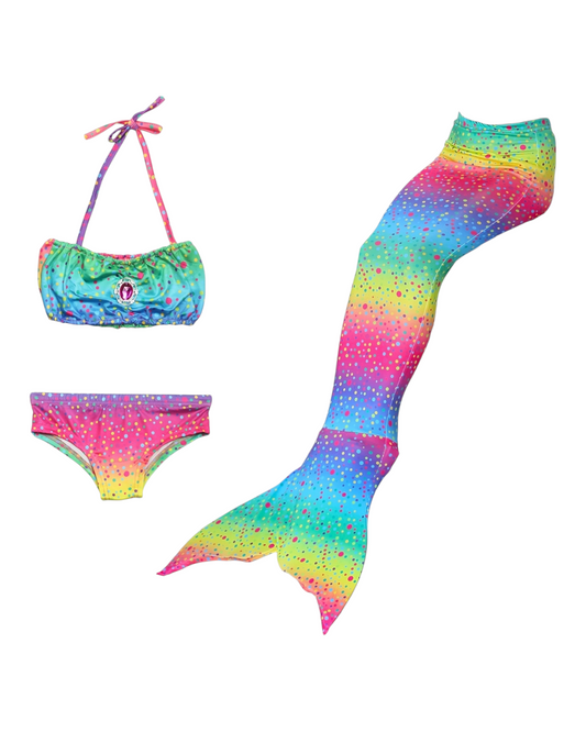 Three-Piece Rainbow Mermaid Swimwear