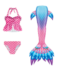 Three-Piece Mermaid Swimwear with Scale Design