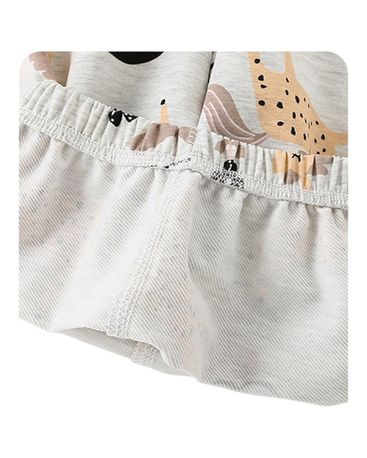 Light Grey Horse-Patterned Matching Pyjama Set