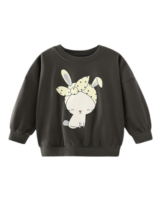 Black Jumper with Cute Bunny Design