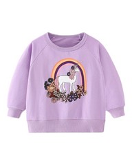 Purple Graphic Jumper With Unicorn Design