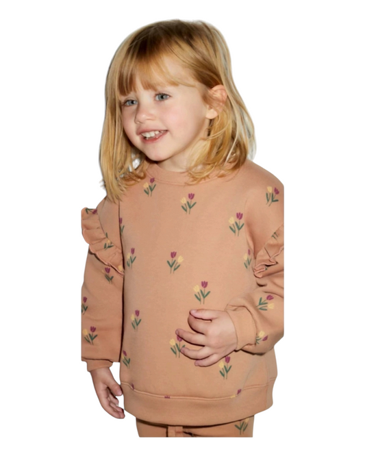 Jumper and Leggings Outfit Set with Flower Pattern