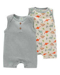 Sleeveless Set-Of-Two Cotton Baby Onesies