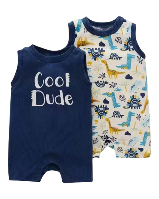 Sleeveless Set-Of-Two Cotton Baby Onesies
