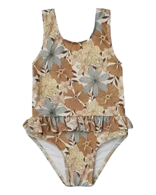 One-Piece Golden Floral Bloom Swimsuit