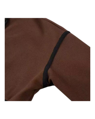 Brown Button-Up Coat with Black Trim