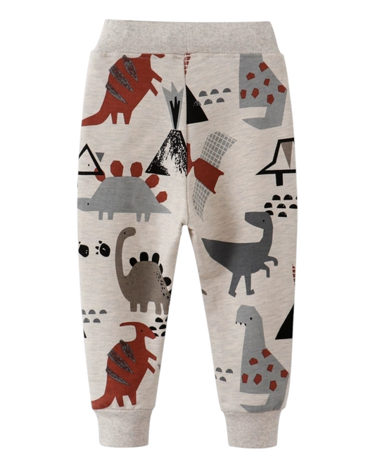 Track Pants with Dinosaur Pattern