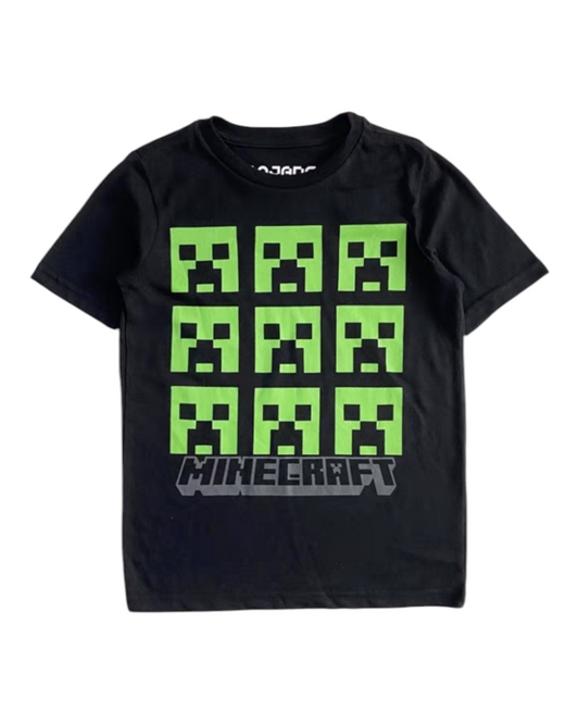 Black Minecraft with Creeper Faces Tee