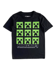 Black Minecraft with Creeper Faces Tee