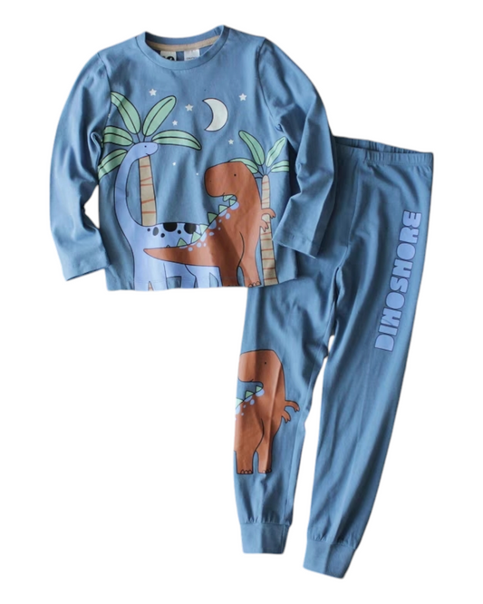 Long-Sleeved Boy's Animal Patterned Pyjama Set