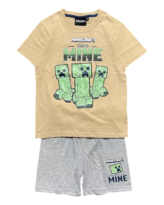 Yellow Time To Mine Creeper Pyjama Set