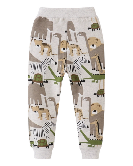 Kids Safari Animal Print Jogger Pants