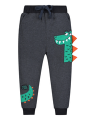 Boys' Grey Dinosaur Patterned Track Pants